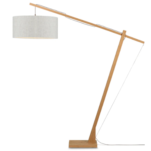 Good&Mojo Vloerlamp Montblanc bamboe h.207/kap 60x30cm eco linnen, licht